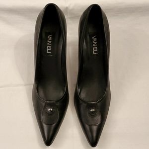 Van Eli Black Kid Leather Pumps 8 Narrow